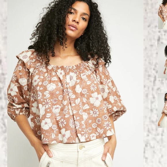 Free People | Miss Daisy Floral Balloon Sleeve Blouse - Picture 2 of 10
